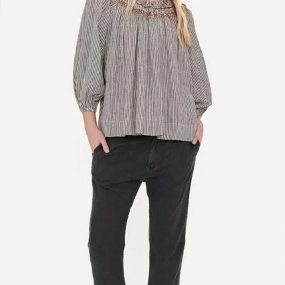 The Great Ruched Gray The Rail Vista Striped Top size XS 295 MSRP - Picture 2 of 11